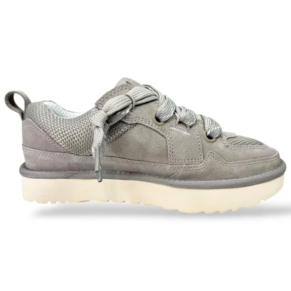 UGG Lo Lowmel Platform Sneakers Gray Suede Size 7 Y2K Preppy 90s Academia